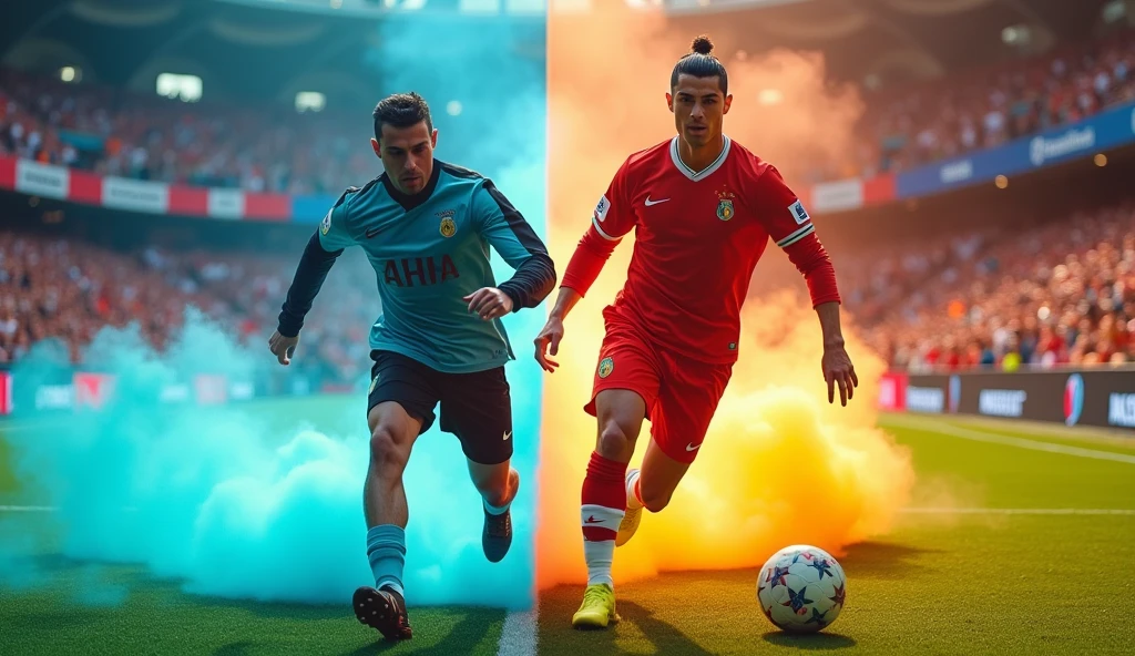 High-energy music with split-screen visuals of MrBeast youtuber and Cristiano Ronaldo in action