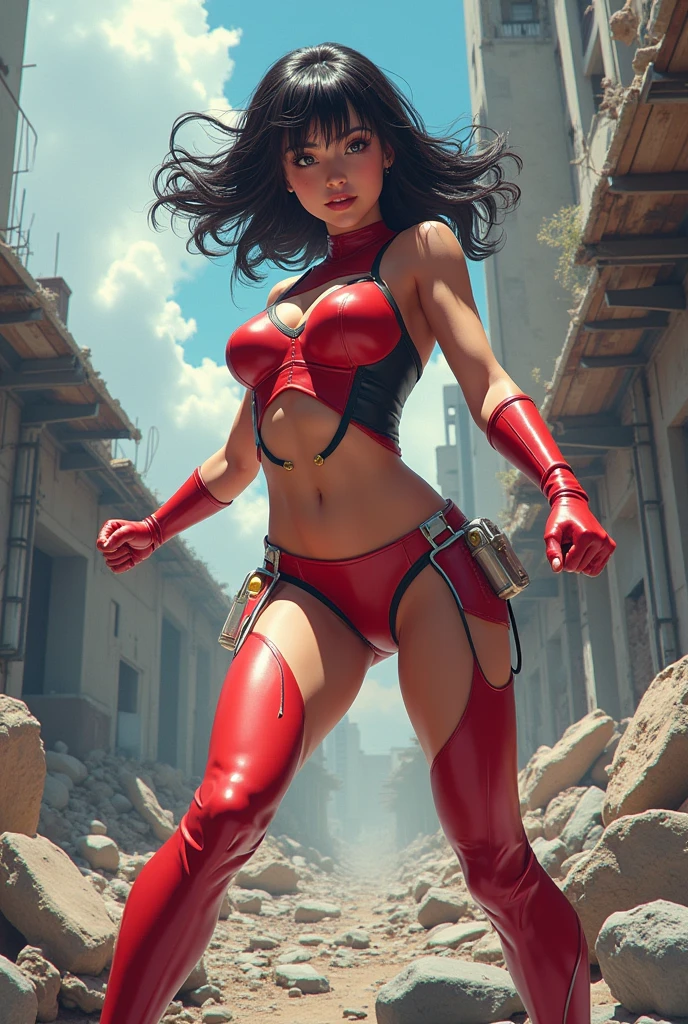 Sentai Hero、girl、naked、Flat chest、Nipples