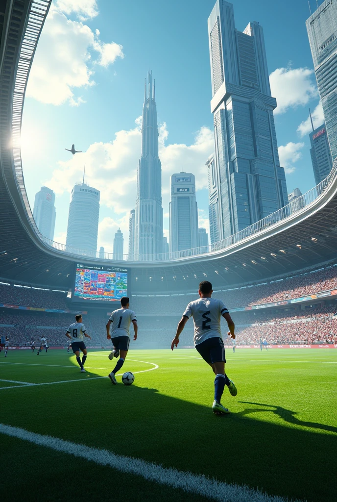 A futuristic and large soccer field euro