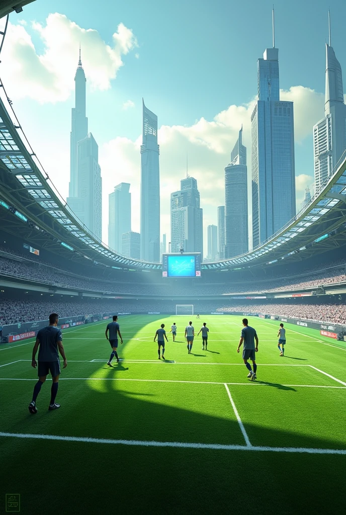 A futuristic and large soccer field euro
