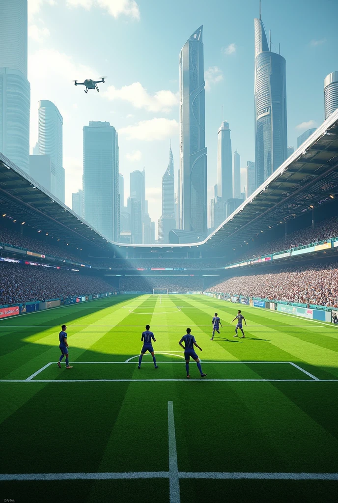 A futuristic and large soccer field euro
