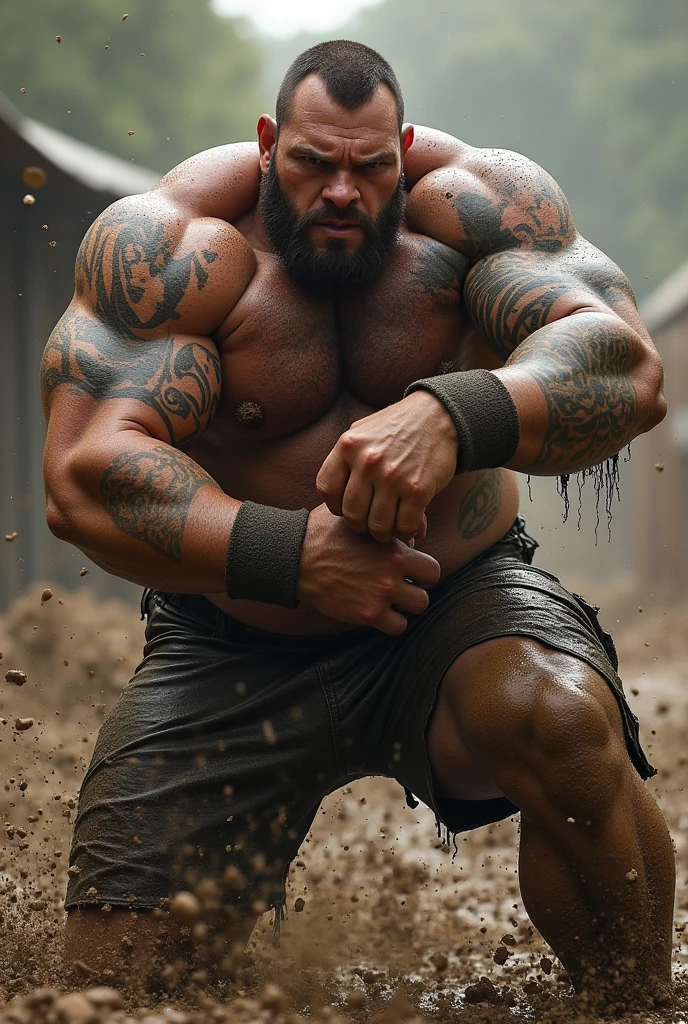 Wrestle tattoo all body fight in the mud