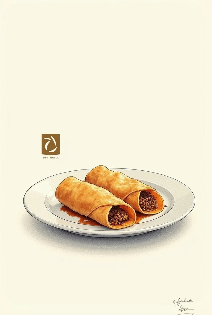 Lumpia roll on plating logo drawing