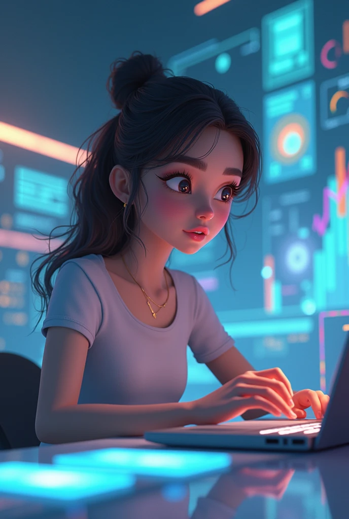 Female digital creator animation