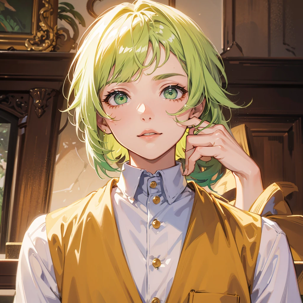 Green Hair,Green Eyes,short