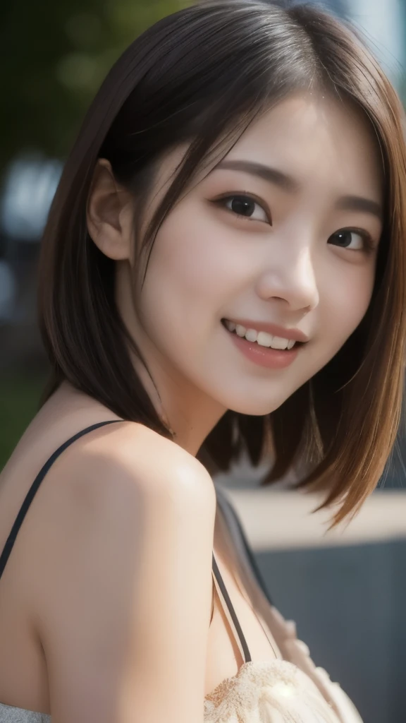 8k,Highest quality,(masterpiece:1.2),(Realistic),(Realistic:1.37),Ultra-high resolution,1 female college student,smile,Beautiful Eyes,Beautiful teeth alignment, Party Venue,(((dress))),Big Breasts,Perfect body,Perfect Fingers,Professional Lighting,gravure,Detailed face and skin texture,fine grain,RAW Photos
