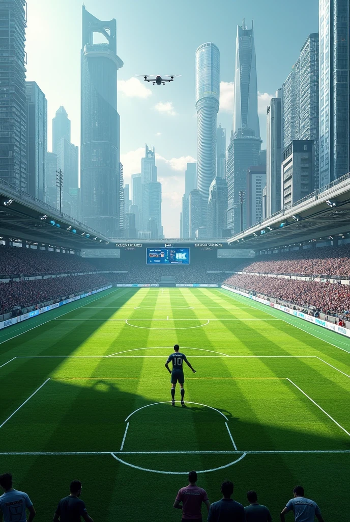 A futuristic and large soccer field euro