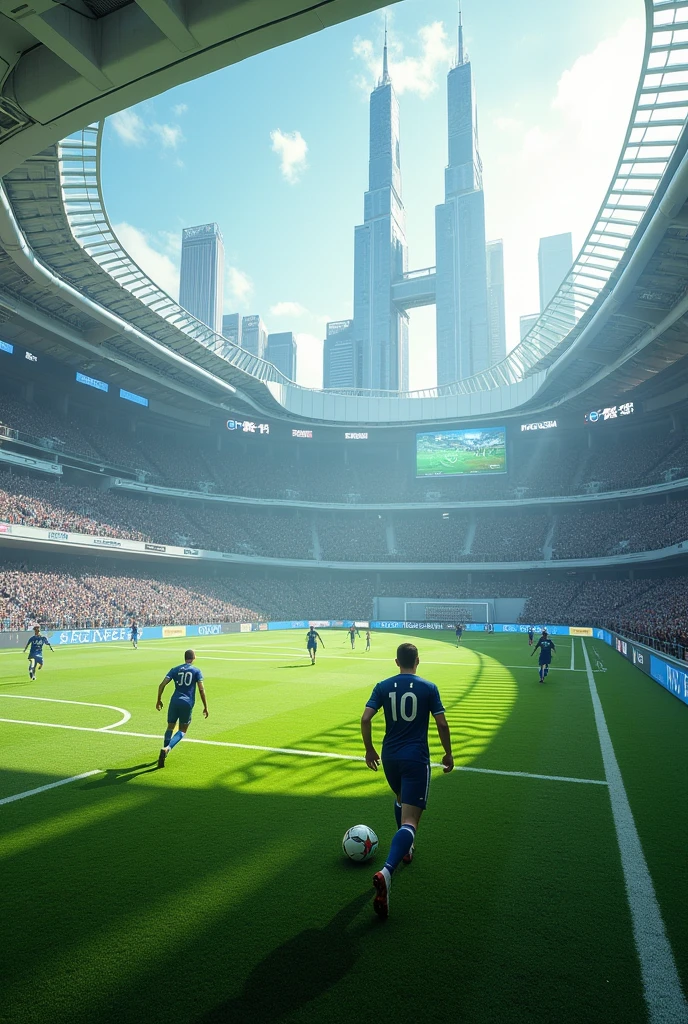 A futuristic and large soccer field euro