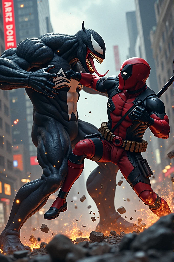 Marvel venom fighting deadpool