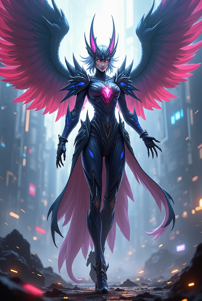 An image that combines the characteristics of Furina, as well as those of Focalors and Bronya Zaychik with the style of Honkai Impact 3rd