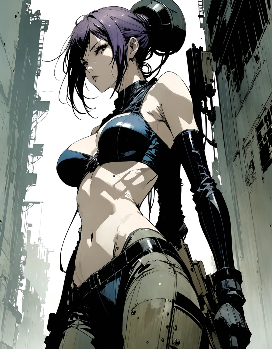 Ashley Wood (Ashley Wood) style of, Giant Widowmaker，Central Composition，close up，Graphic novel illustrations