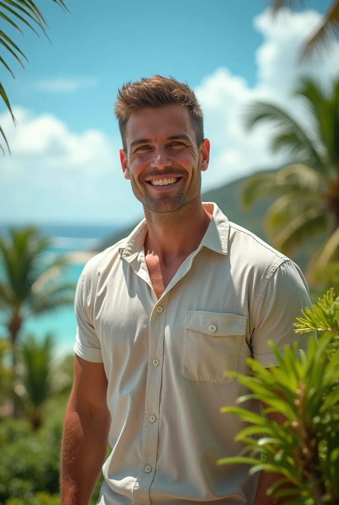 Handsome young man 30 years old realistic holiday photo