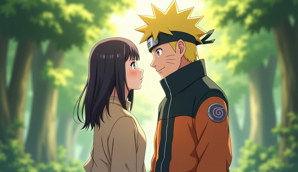Uzumaki Naruto and Hyuga Hinata stand together
