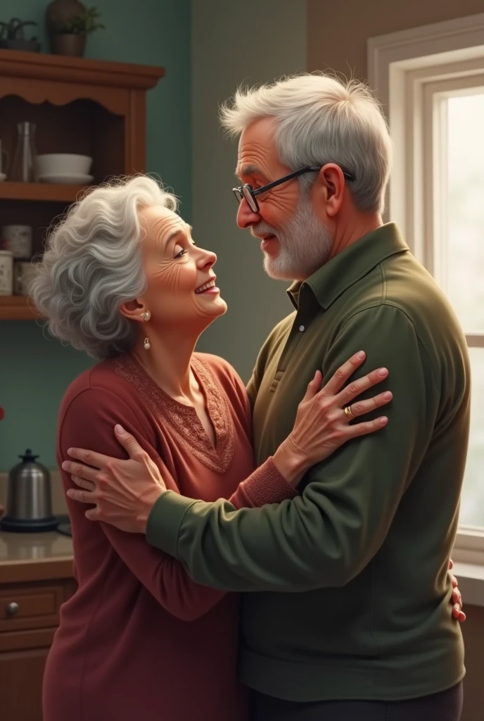 Old age mom with his son