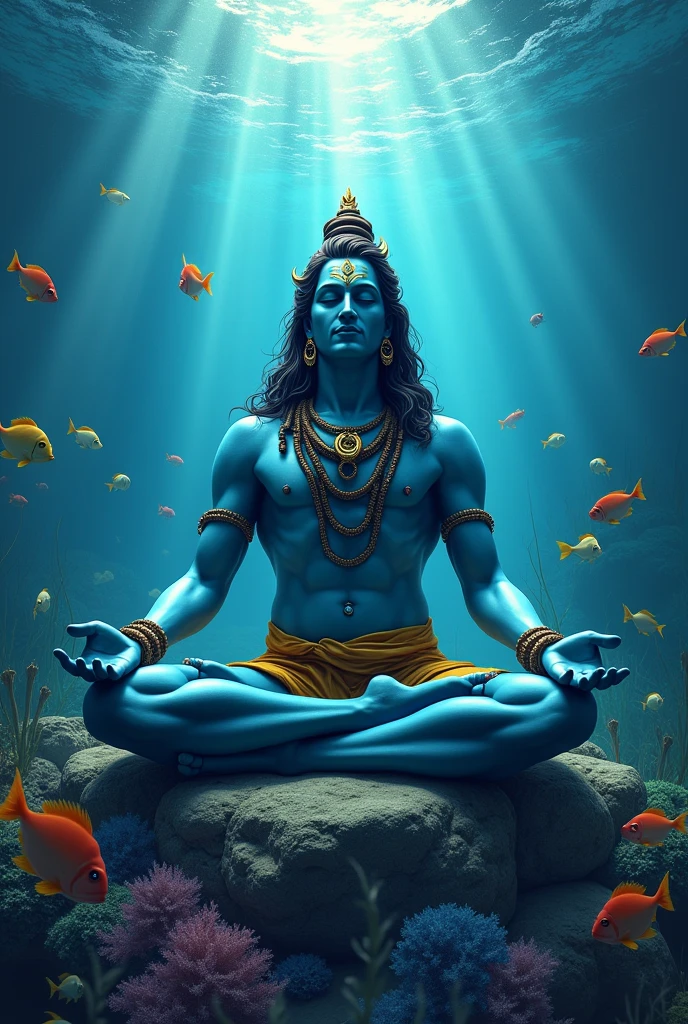 Lord shiva in tapasya under the sea