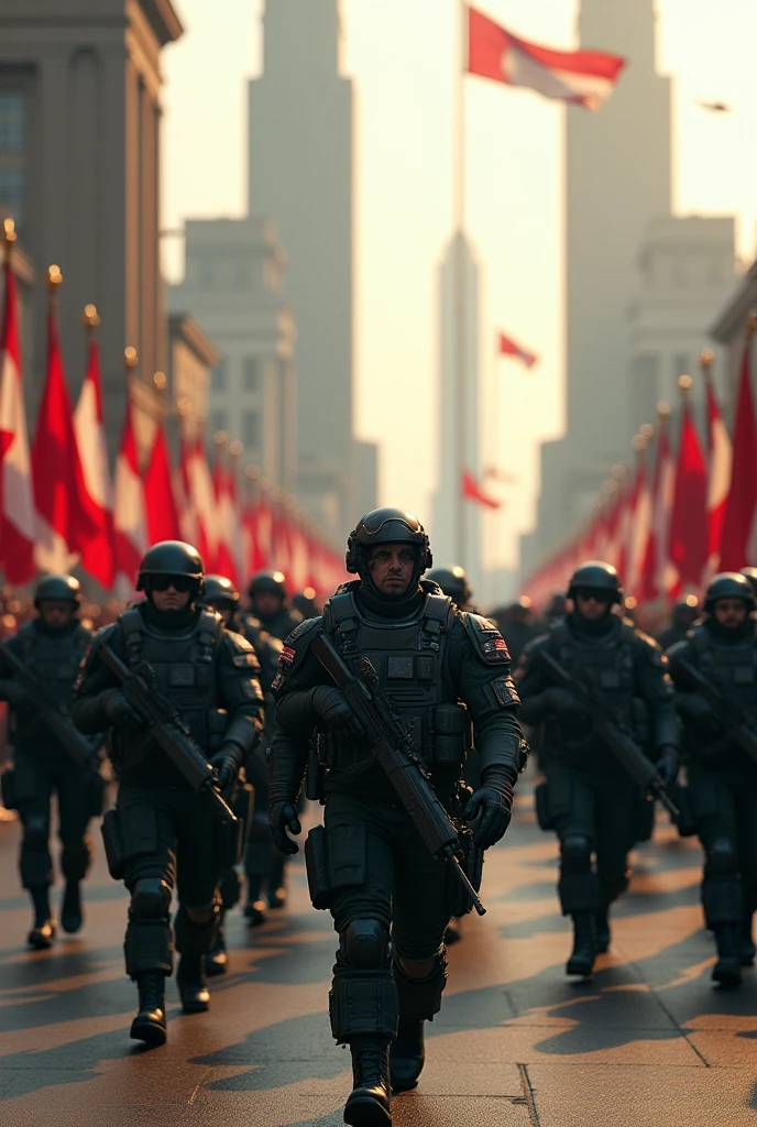 The army fights in the streets of the city