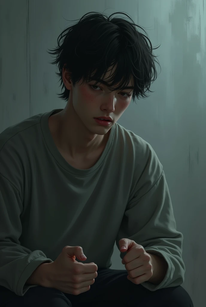 Sad Mature boy Struggle with depression and menia
