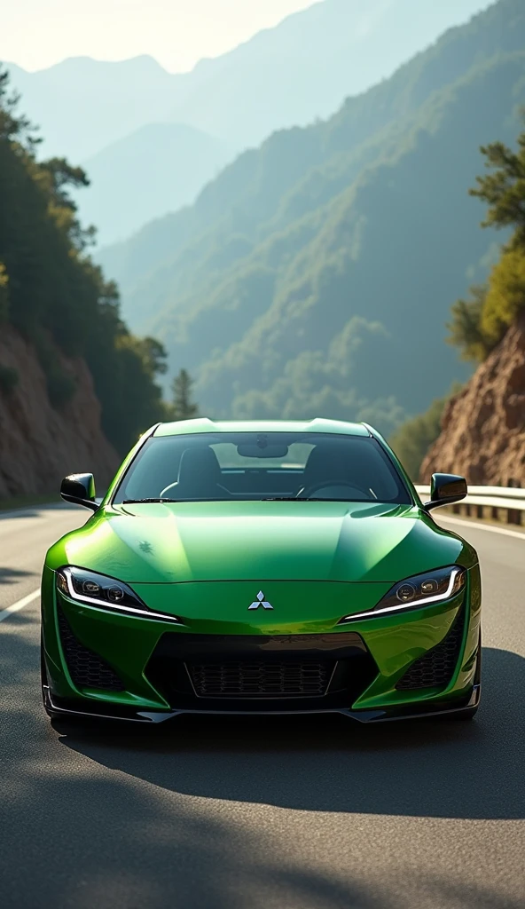 Mitsubishi Eclipse with the green colour and carbon fibre HUD 