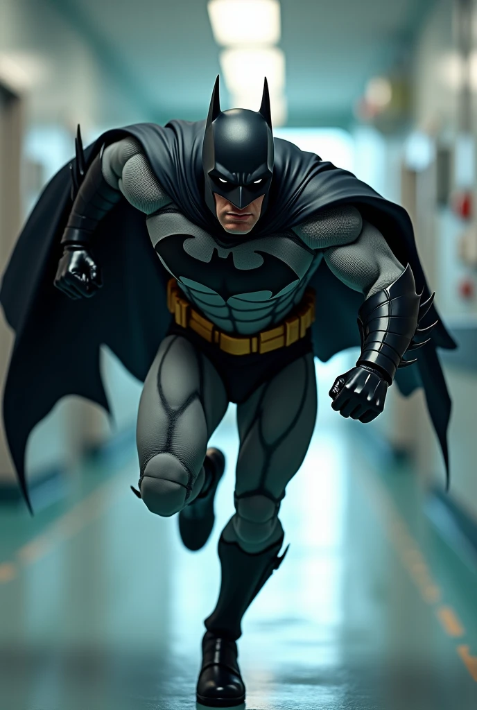 A batman running with angry face at hospital 