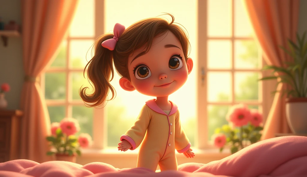 pretty,girl,Disney style,Sun room,get up,pajamas,cute