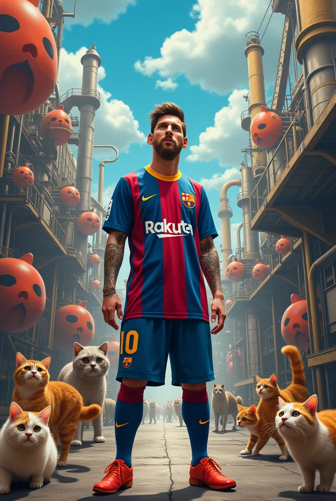 Messi in a beautiful cat factory 