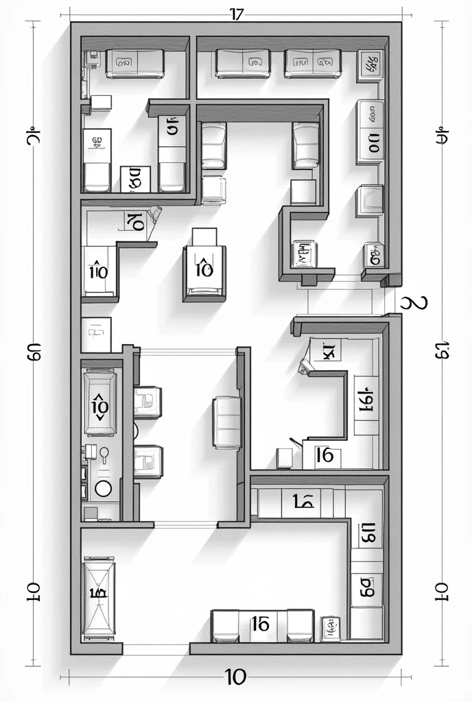 Create a bar floor plan that focuses the 3 parts of bar such as front bar, under bar, back bar