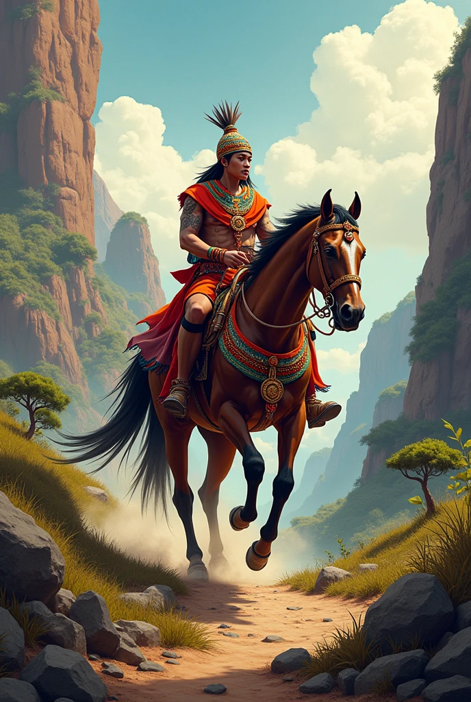Rider with horse reaching goal, custom of Apurimac 