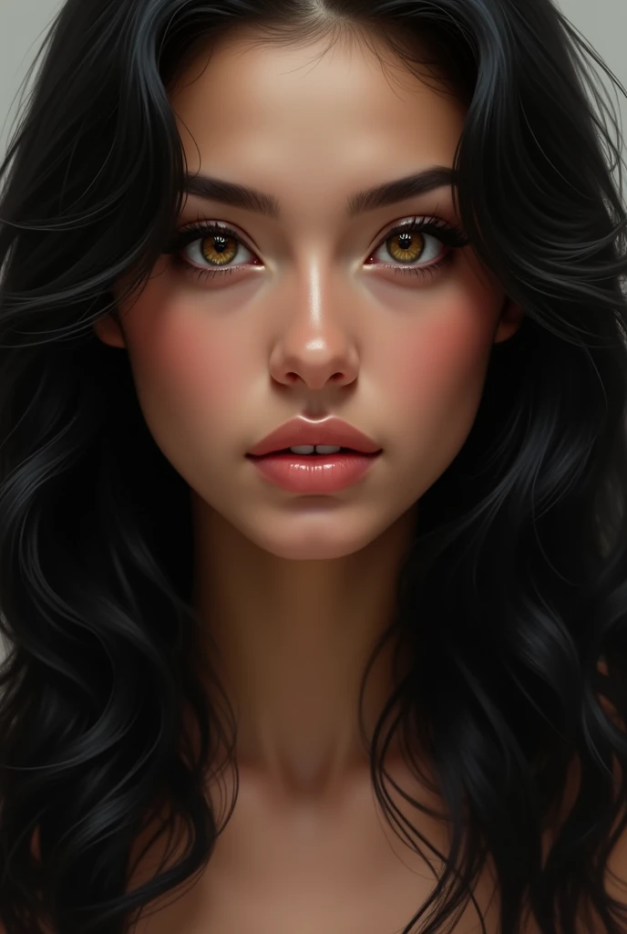 Belle femme de , cheveux noirs, yeux noirs, taille normale, corps magnifique et Vu de face du visage 