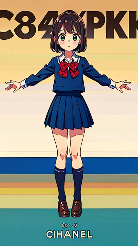 ((high quality)), ((masterpiece)), 8k, 10 year-old girl, light rays, extremely detailed, 8k wallpaper, ((full body)), european school uniform, studying, (background british school), kawaii, cute girl, brown hair, chanel short hair, green eyes, tiny girl, children, ???