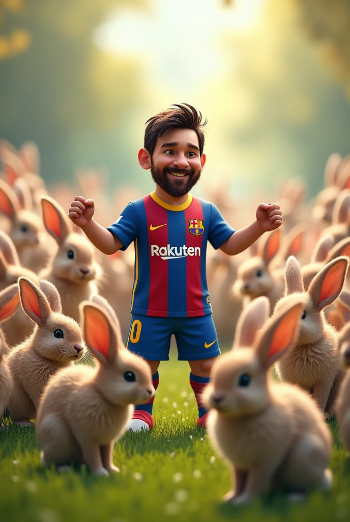 Messi with many beautiful rabbit