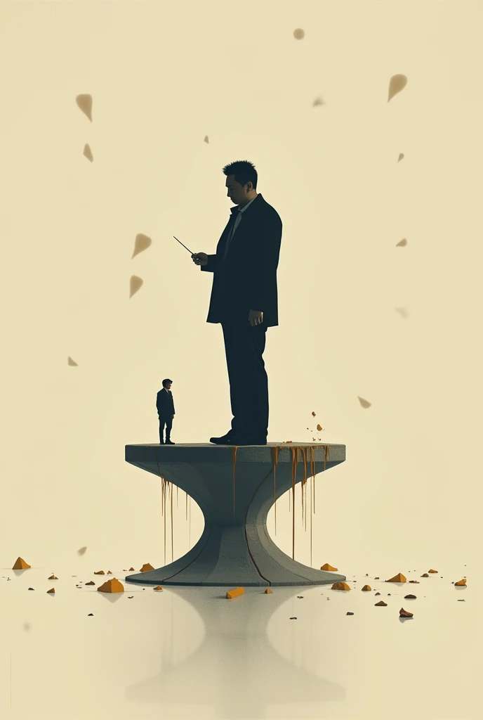 "Design a minimalist poster inspired by Olly Moss for the second game of the Netflix series 'Squid Game.' The poster should capture the tension and stakes of the 'Honeycomb' game, where players carefully carve shapes from honeycomb candy. In the top third of the poster, place the silhouette of the protagonist, Seong Gi-hun, holding a needle, intensely focused on his task. The background should have a simple, muted color palette, with subtle, symbolic references to the game's elements (such as shapes and cracks in the honeycomb). Use negative space creatively, and incorporate geometric shapes to enhance the visual tension, staying true to Olly Moss's signature style of minimalism and clever visual metaphors."