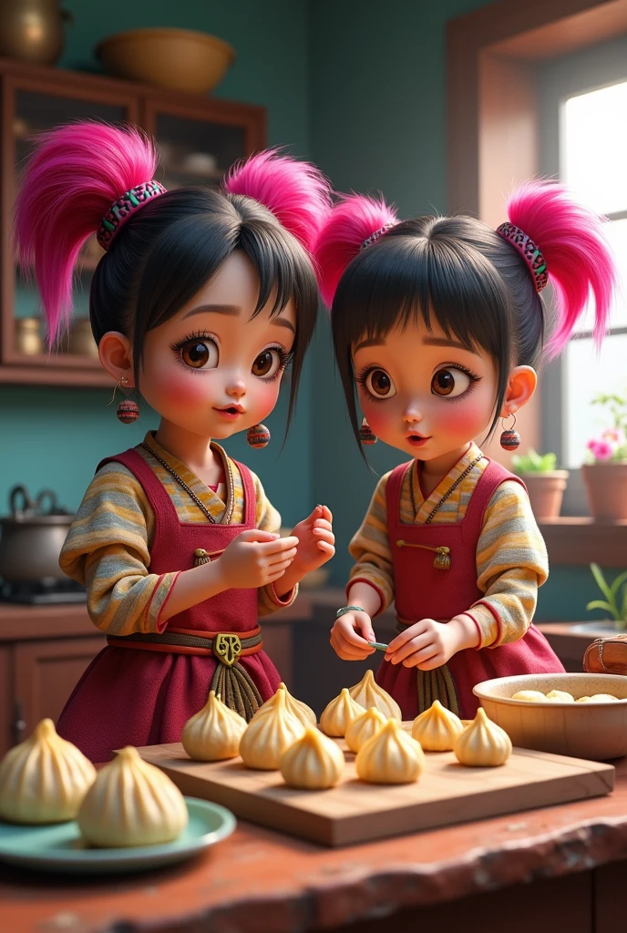 Make a tamplate the carzy gurls momos adding a two girl characters with dark pink colour
