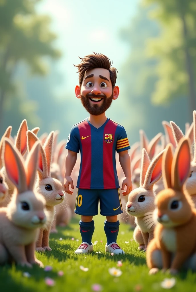 Messi with many beautiful rabbit