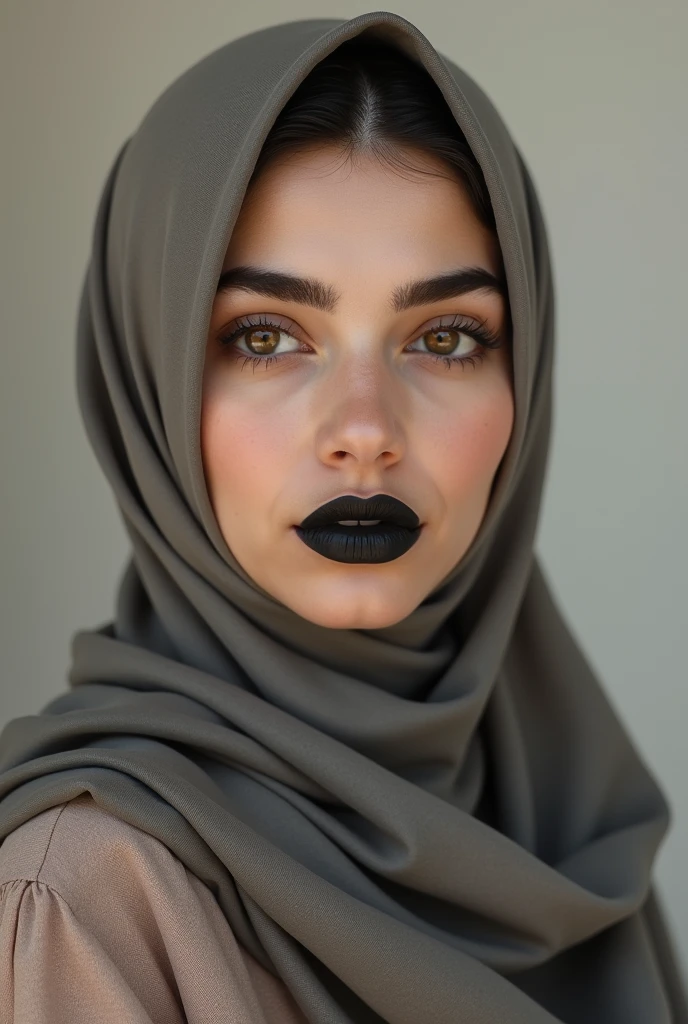 MUSLIM HIJAB WOMAN WITH natural
dark LIPS
