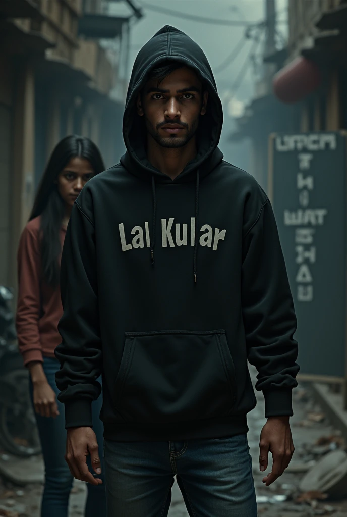 A20 year Punjabi Boy Sir Pay Lal Kular's Terror Pero Me Joot Black Cullar or Hoodi Payhan Ka Rakhi Ho or Hoodi Pay Nam Name. Earava A pass Me Punjabi Girl Khadi Ho Handkhk Jurshi Daysha Dayal Pay Name Written, the names of the full and or two people are written behind the board. I'm Bethle Dono Girl and Boy