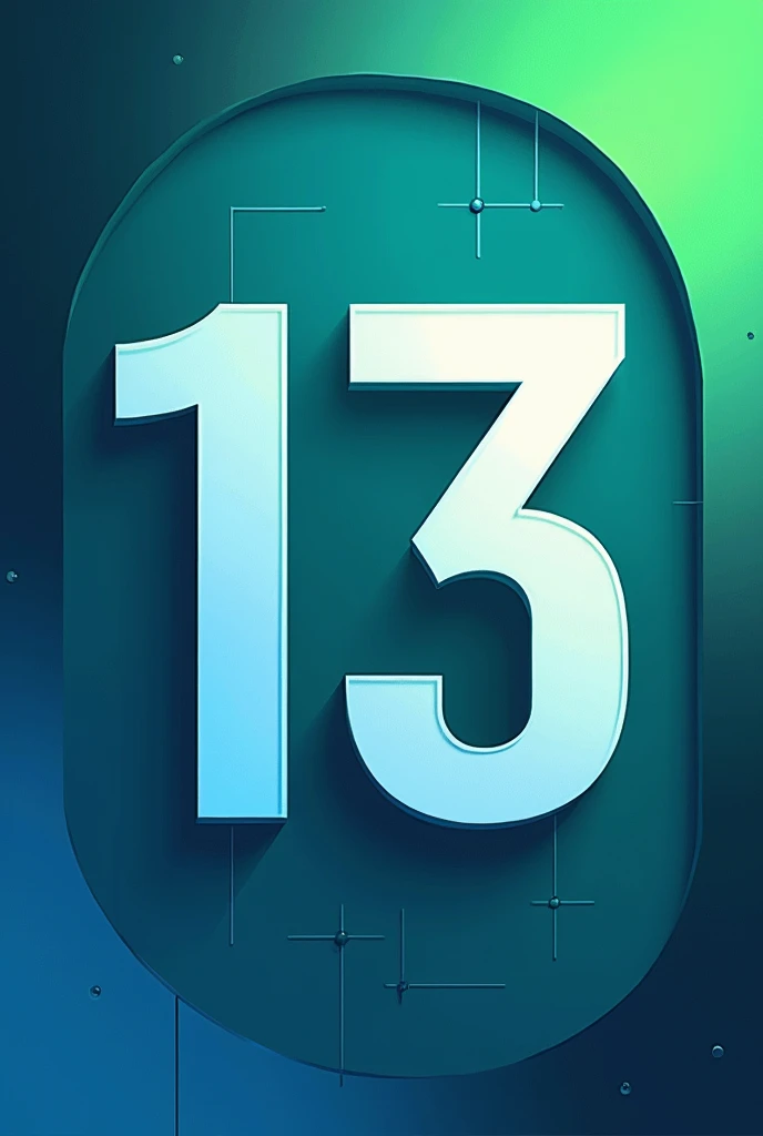 Number symbols "13",modern,blue & Green