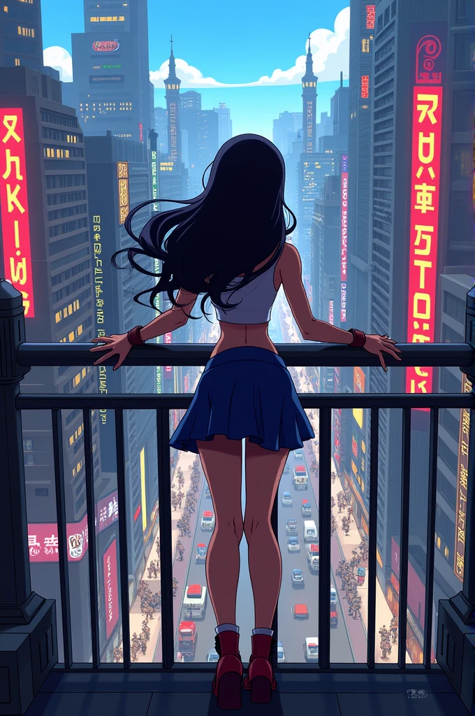filia looking at the city of new meridian skullgirls