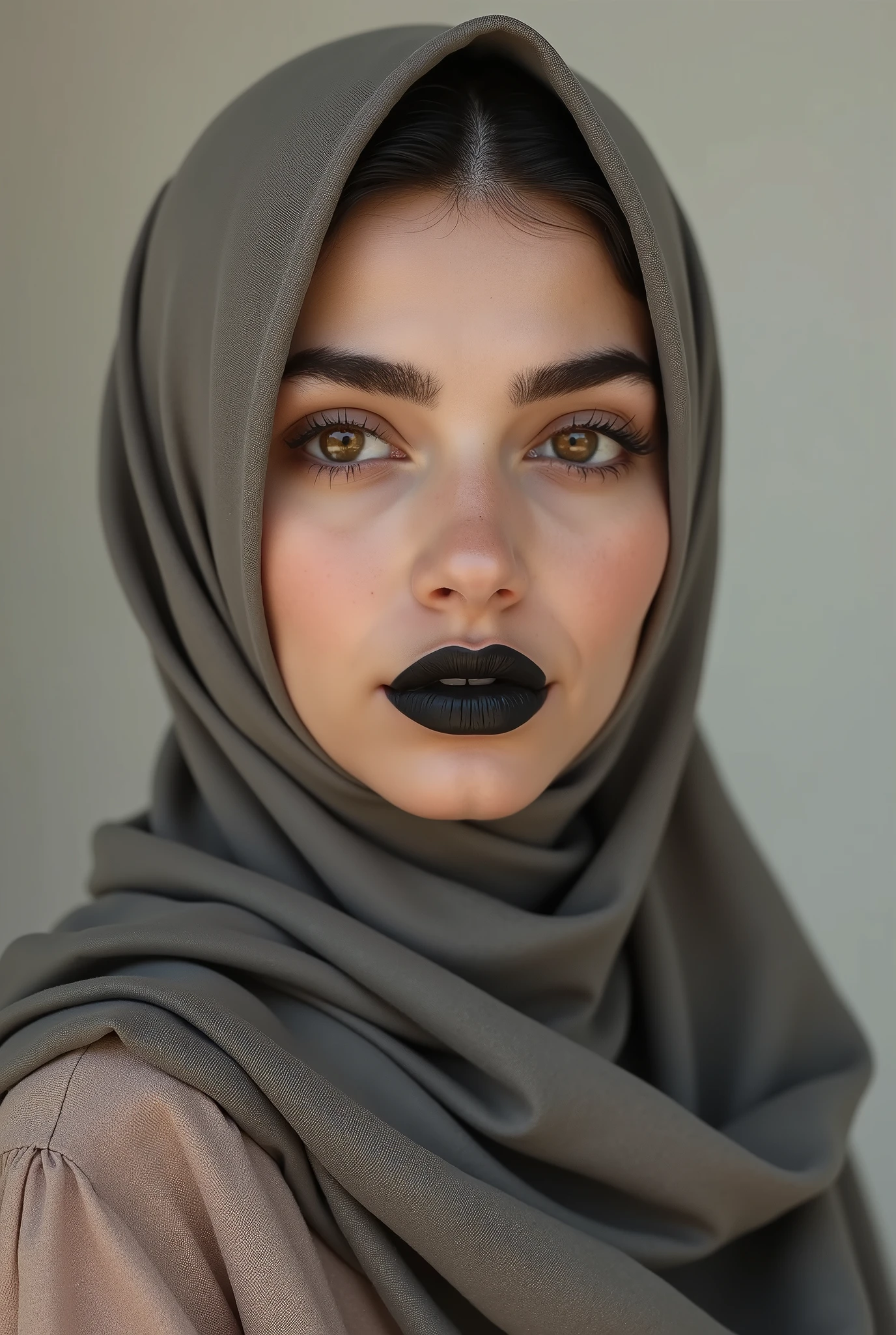 MUSLIM HIJAB WOMAN WITH natural
dark LIPS
