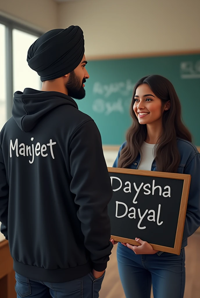 A18year Punjabi Boy Sir Pay manjeet singh s turbanTerror Pero Me Joot Black Cullar or Hoodi Payhan Ka Rakhi Ho or Hoodi Pay Nam Name. Earava A pass Me Punjabi Girl Khadi Ho Handkhk Jurshi Daysha Dayal Pay Name Written, the names of the full and or two people are written behind the board. I'm Bethle Dono Girl and Boy