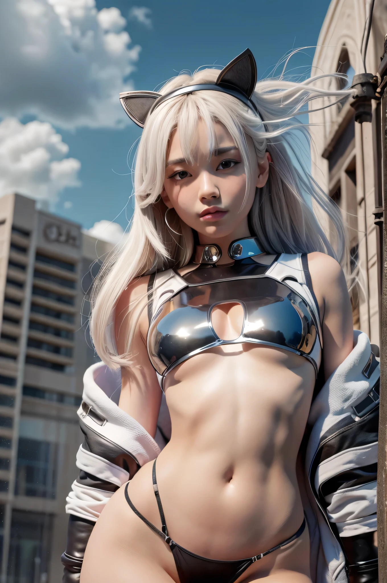 cyborg, girl, cute, sexy, strong, thin, bikini, High Leg, Silver