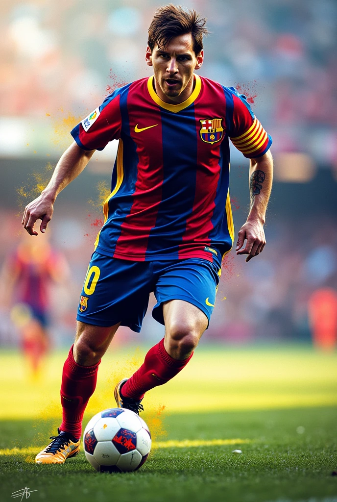 Make a messi's picture by using many colour 