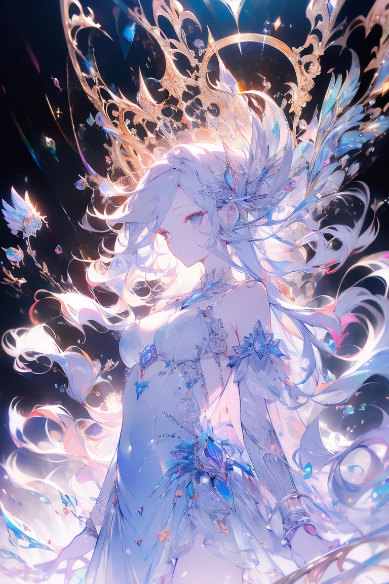 High resolution RAW color image, animation,Sculpture, Silver marble skin, (((Highly detailed elegant))), Magical atmosphere, detailed skin, texture,(Exquisitely Crafted, Smaller details, Ultra detailed art), Depth of written border, hips, silky to the touch, hyperdetailing, beautiful eyes, Elegant face, Magic circle, Young woman, It stands on the sea, evening