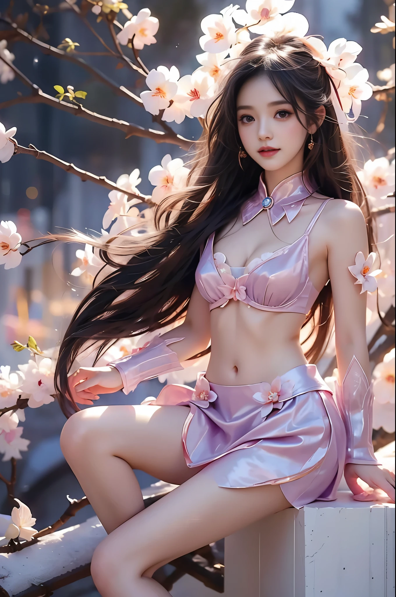 tohkacos
tohkaastral(quality improvement:1.4),1girl, Visible cleavage,Sexy long legs,The skirt is short,She gently lifted her skirt with one hand,Surrounded by white Phalaenopsis orchids,Lilac dendrobium、White Lily, Flying petals,(Top quality leather), Delicate face,Black Hair, Gradient hair, Body,(Body1.1), He has a precious gem on his forehead., Shining Student,Long eyelashes,Smile, Surrealism, Movie Lighting, Projection Insertion, Surrealism, Ultra HD, masterpiece,lie,Keep dreaming,Open your legs slightly.,Tattoo,Fantasy Space,Luxurious space,Exquisite makeup,Blush,Shy expression