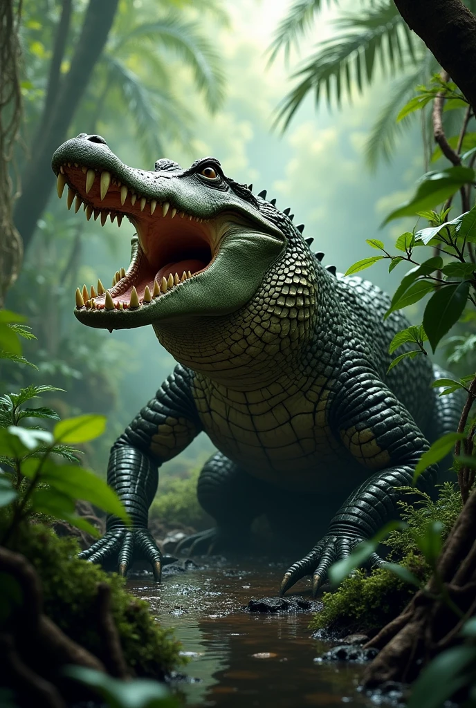 American alligator in jungle in dangerous mood