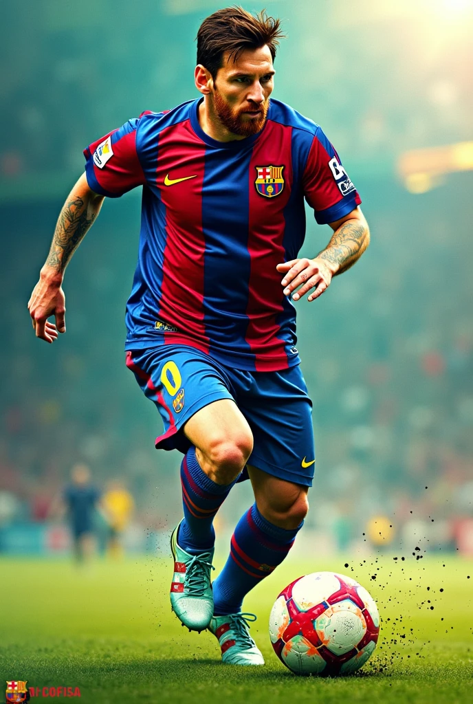 Make a messi's drawing by using many colour