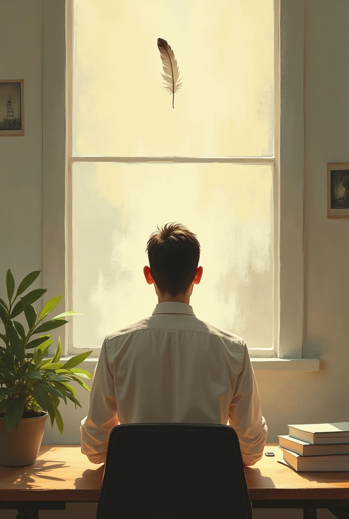 Spiritual energy theme depicting a person working in an office space
