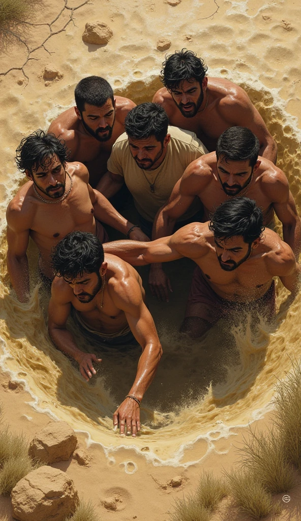 Group of people stuck in quicksand