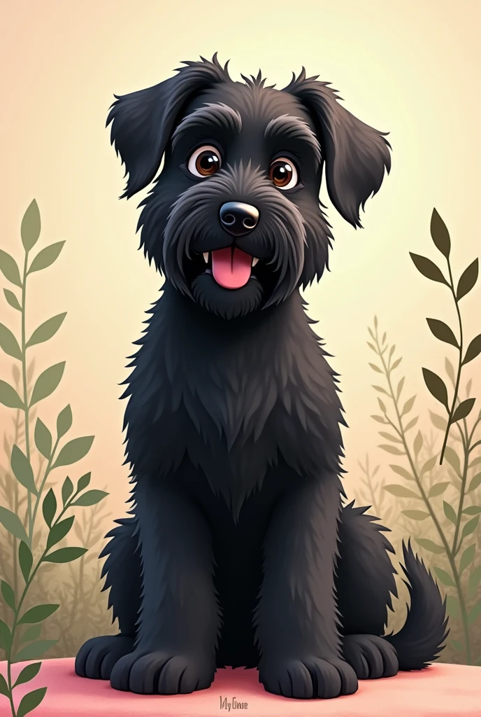 Design a cute black giant schnauzer pet