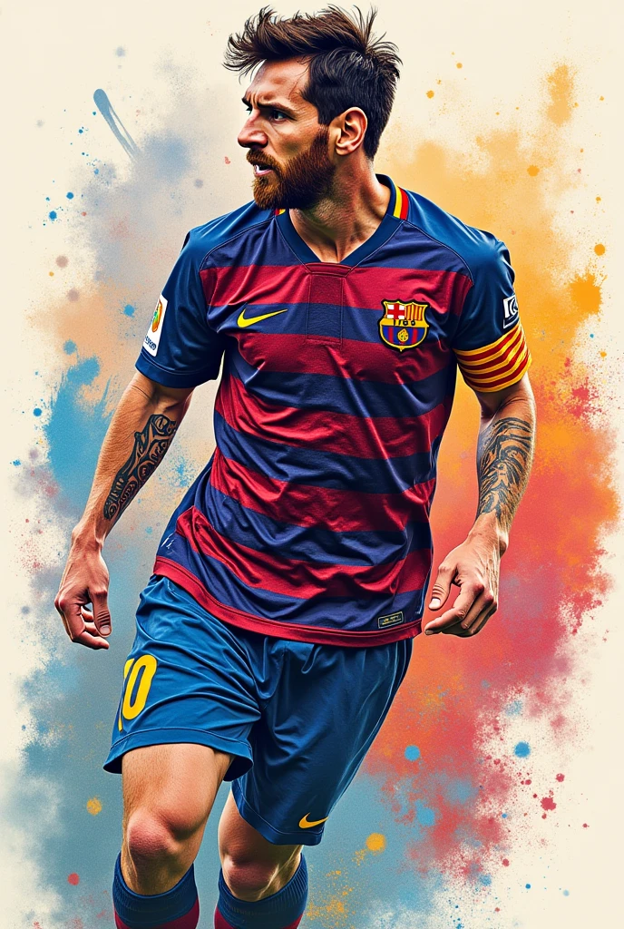 Make a messi's sketch by using many colour