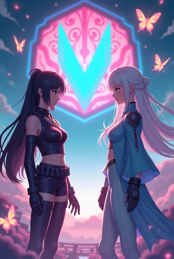 girl agent clove valorant and girl agent sage valorant, match icon, butterflies, anime , match icon 